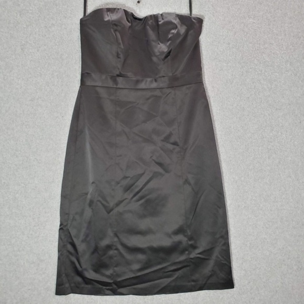 The Limited Women Dress 6 Black Mini Sheath Strapless‎ Satin Lined Slit